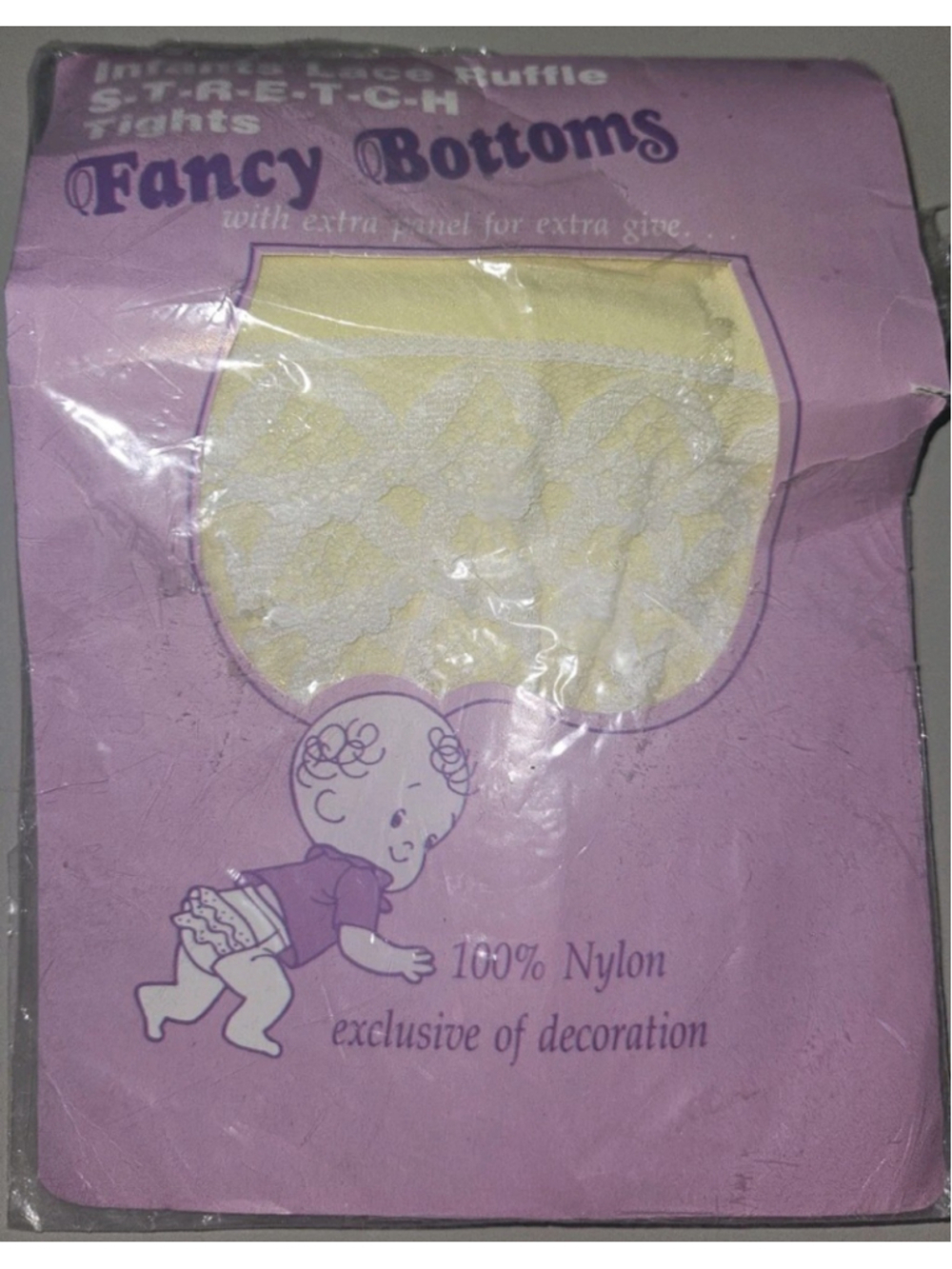 VTG. FANCY BOTTOMS INFANT Rhumba RUFFLE Yellow STRETCH TIGHTS Lace